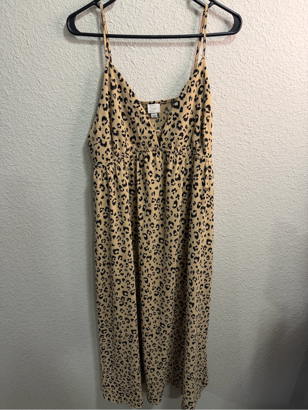 Target Beige and Black Leopard Print Spaghetti Strap Midi Dress